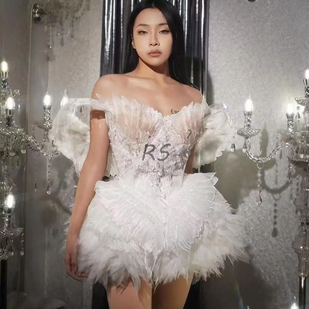 

Сексуальное элегантное белое платье с открытыми плечами, Бандажное короткое платье с открытой спиной, вечернее платье для свадьбы, дня рождения