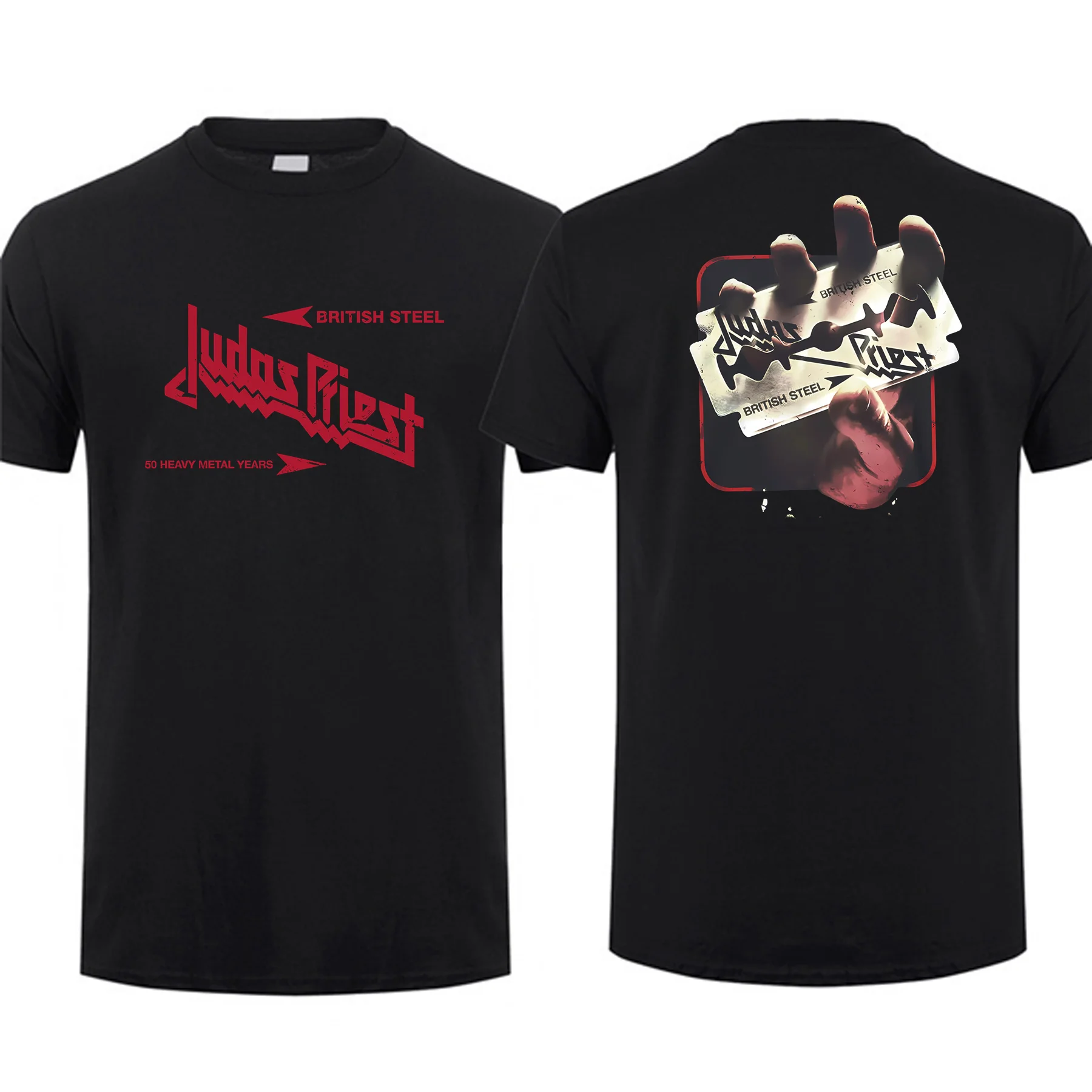 

2023 Hot Sale Summer 100% Cotton Judas Priest British Steel 50HMY Tour T Shirt Men Short Sleeves Tee Hip Hop Streetwear T-shirt