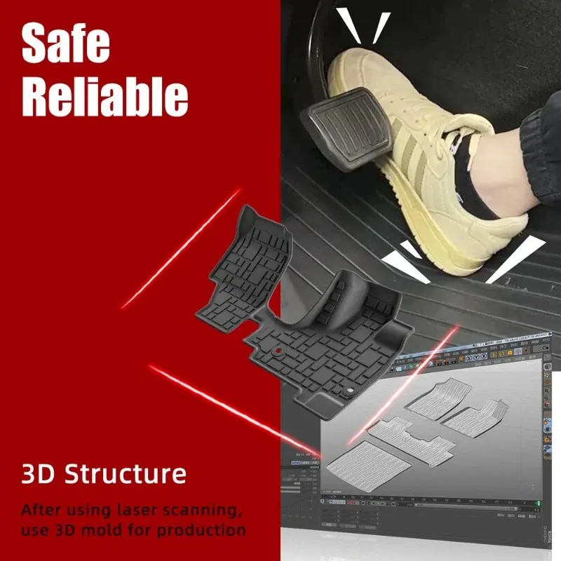 Фото Пользовательские коврики 3D TPE для Honda N-Box JF3 JF4 2017-2023, всепогодные водонепроницаемые автомобильные напольные вкладыши, легко моются №3