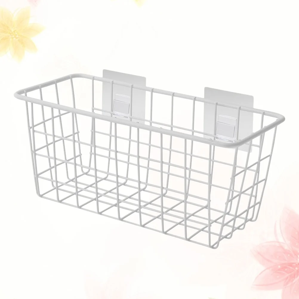 

1 Pc Storage Basket Household Hanging Basket Holder with Sticky Hooks for Living Room