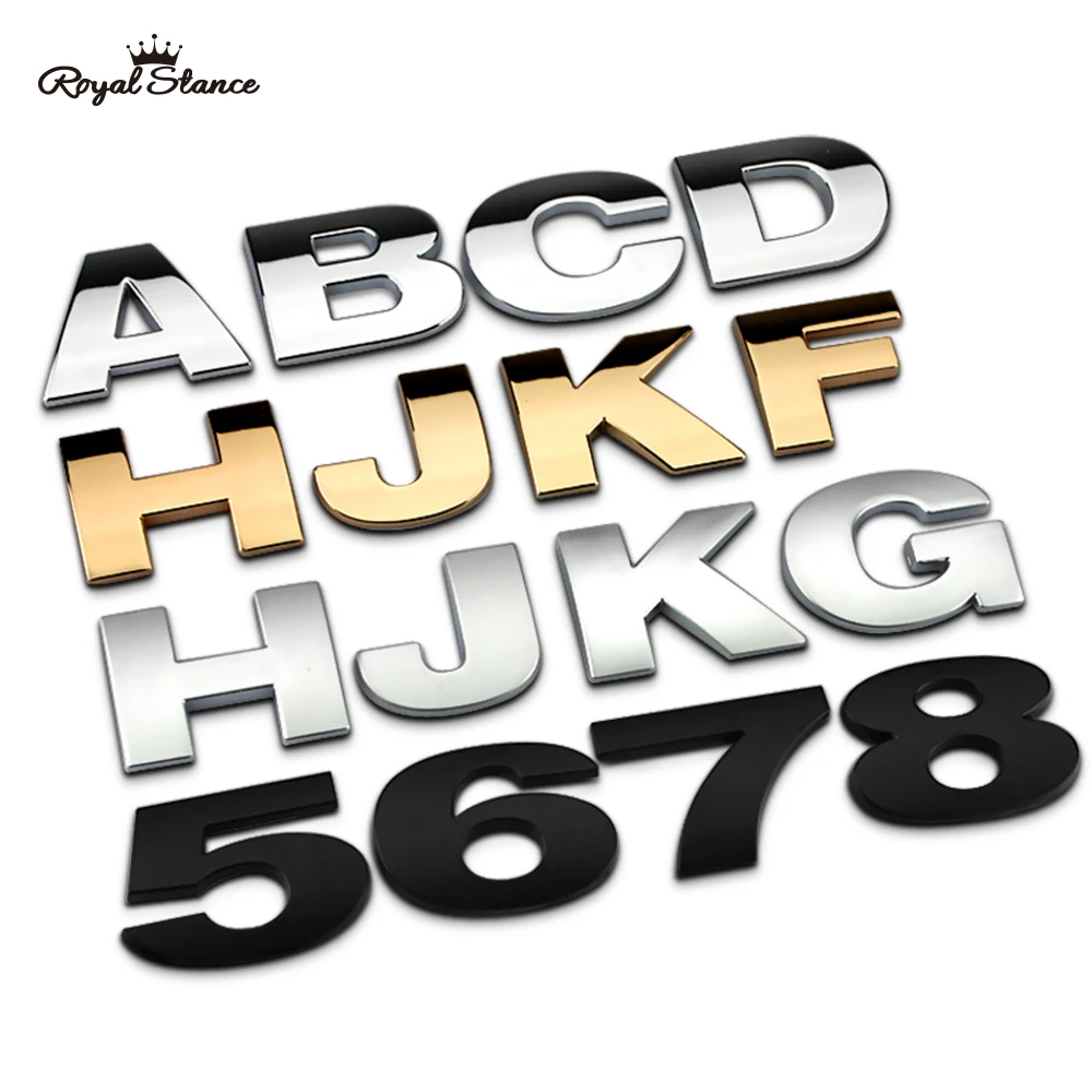 

Royal Stance 1Pcs 3D Metal 40mm DIY Letters Alphabet Emblem Numbers Chrome Car Sticker Digital Badge Accessories Motorcycle