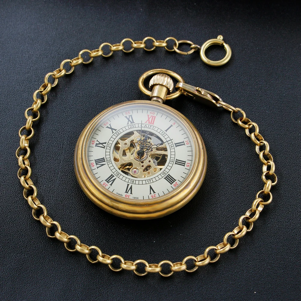 Classic Antique Simple Hollow Digital Display Mechanical Pocket Watch Men's Necklace Pendant Clock Retro Gentleman Accessories