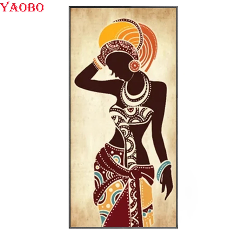 

Большая Алмазная 5D картина «сделай сам», африканская черная женщина, вышивка крестиком, полная выкладка, квадратная Алмазная вышивка, мозаи...