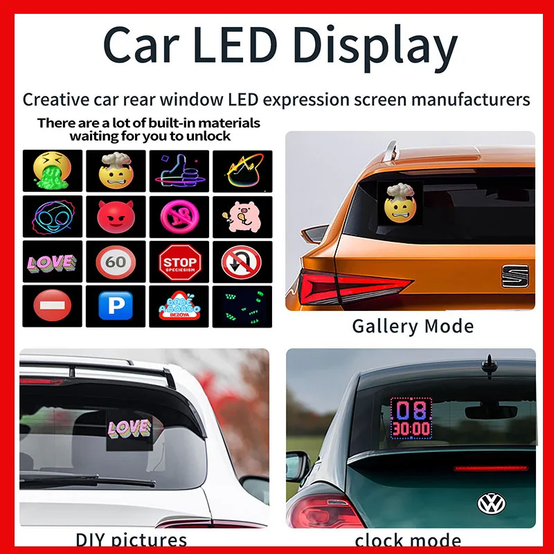 

Car LED Display Expression Screen Bluetooth Connection Car Interactive Advertising Screen Interesting DIY Expression
