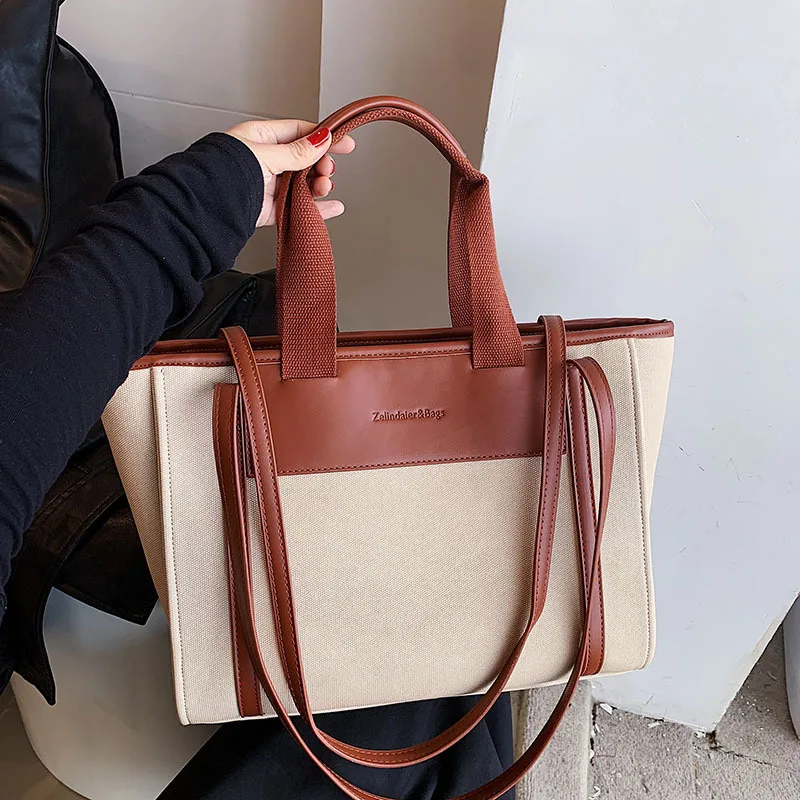 

Женские сумки через плечо, холщовая Повседневная вместительная сумка-тоут, сумка-мессенджер, сумка на плечо, брендовая дизайнерская простая женская сумка для покупок