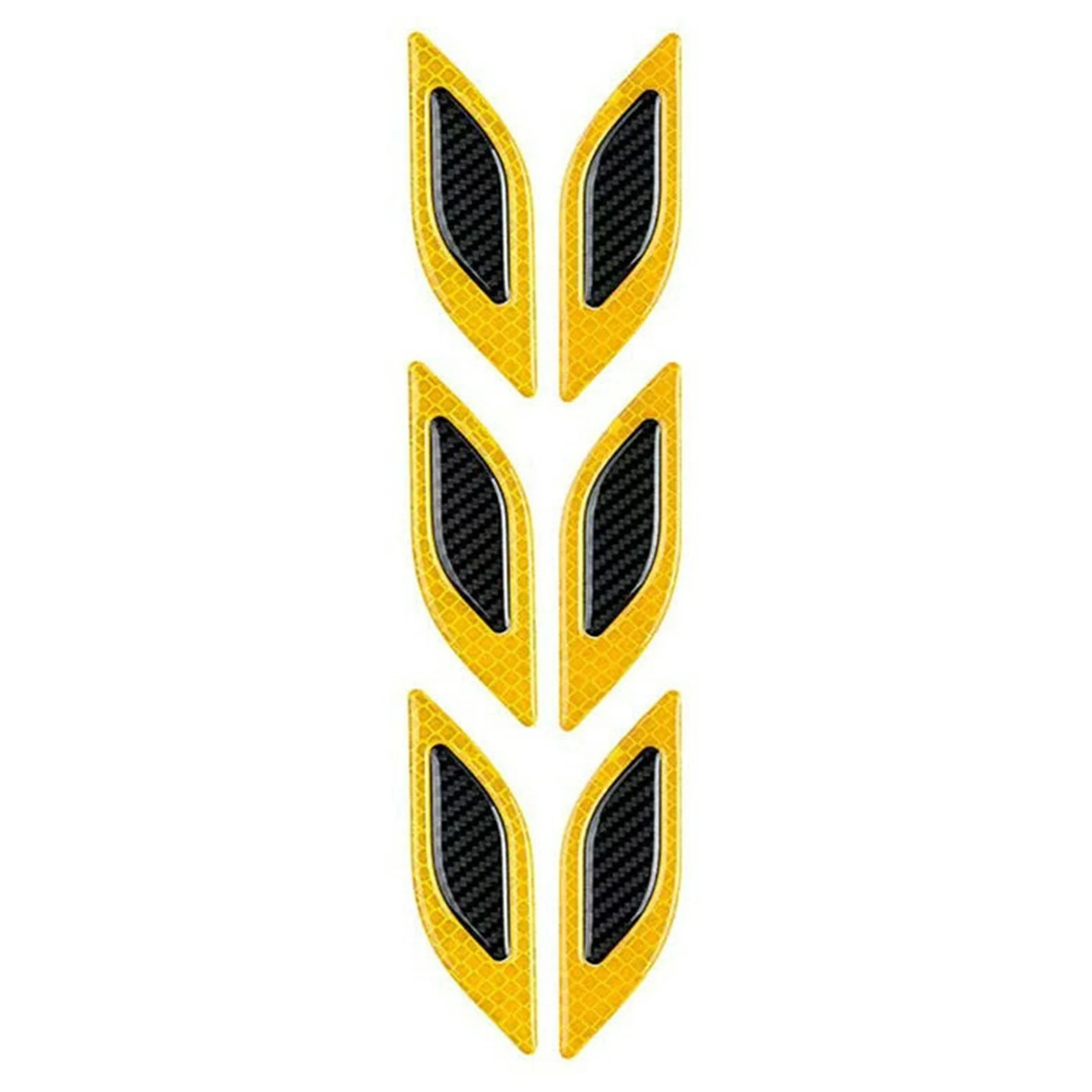 

6 Pcs Car Fender Reflective Stickers Safety Reflective Tape Leaf Warning Mark Car Bumper Sticker Accessories Yellow