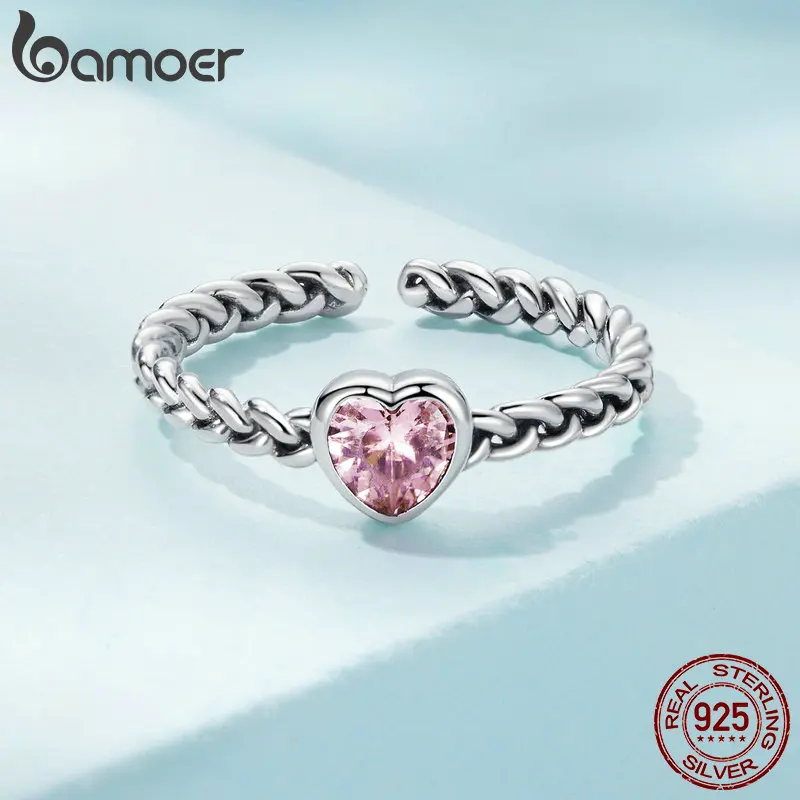 BAMOER 925 пробы Серебряная плетеная текстура витая вечность браслет штабелируемые