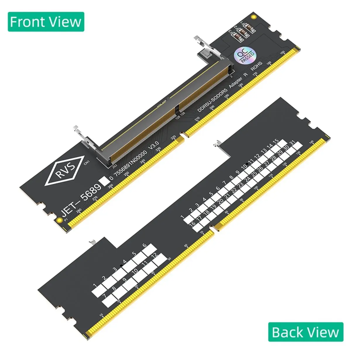 Фото Адаптер-тестер памяти DT1461: DDR5 RAM для ноутбуков на SO DDR5 U-DIMM для настольных ПК, конвертер SO DDR5 в DDR5 U-DIMM №3