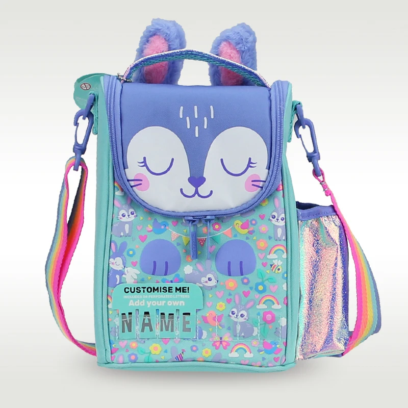 Australia Smiggle Original Lunch Bag Children Crossbody Bag Girls Blue Rabbit Cute Handheld Bento Bag Fruit Lunchbox 9 Inches