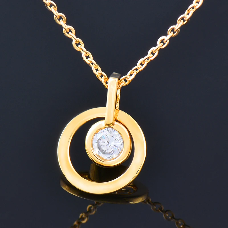 

LEEKER Simply Round Cubic Zirconia Pendant Necklace For Women Choker Link Chain Necklace On Neck Accessories Jewelry ZD1 XS2