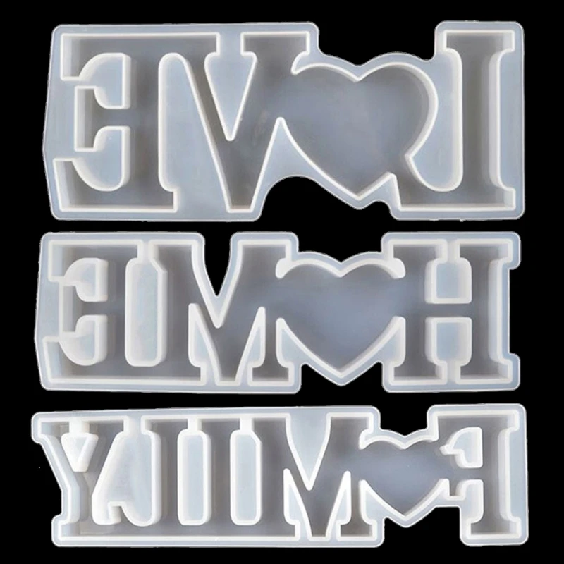 

Q39C Love Home Family Silicone Mold Love Resin Mold Love Sign Word Mold Epoxy Resin Molds for DIY Table Decoration Art Craft