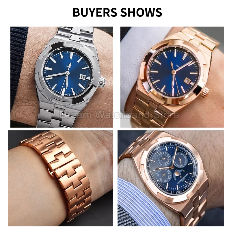 Фото Браслет для часов из нержавеющей стали 24x8 мм 24x7 мм для Vacheron Constantin Overseas 4500V 5500V P47040 Противоизносный прочный ремешок №3
