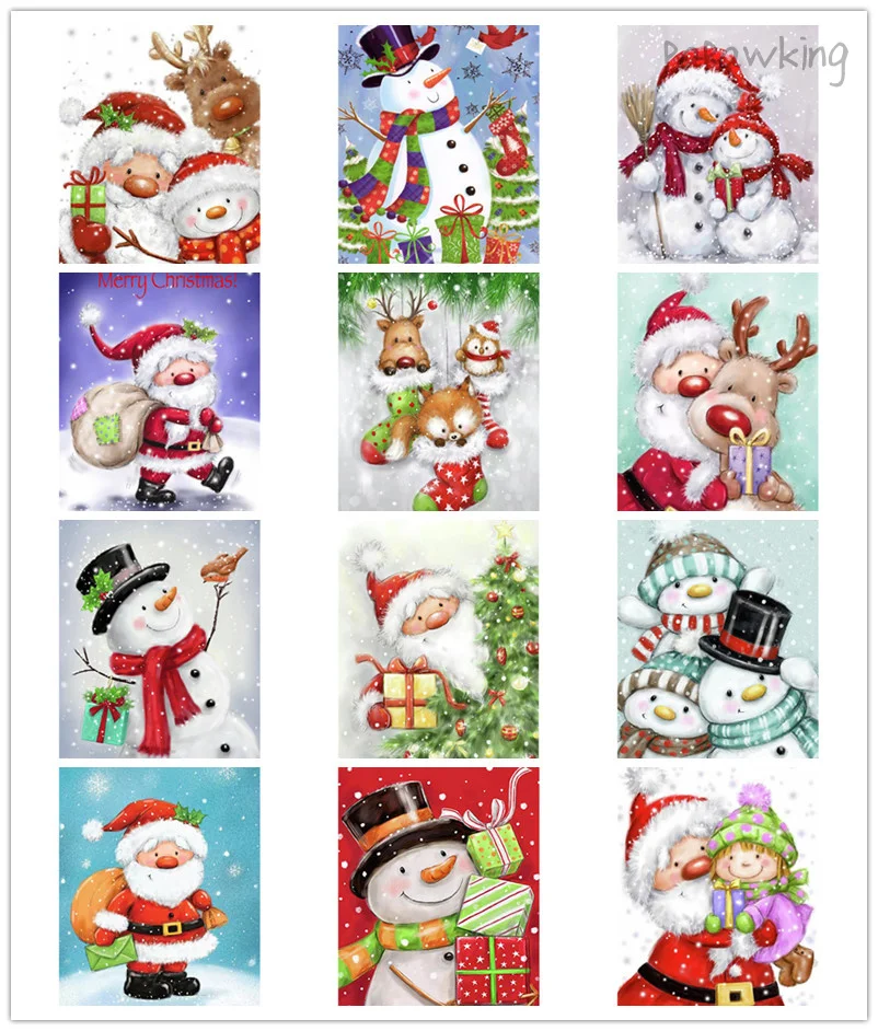 

Christmas Diamond Painting Full Drill Snowman Santa Claus Cross Stitch Mosaic Rhinestone Embroidery Home Decor Christmas Gift