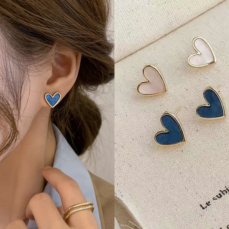 

2023 New Fashion Cute Korean Earrings Heart Bling Zircon Stone Rose Gold Color Stud Earring for Women Fashion Jewelry Gift
