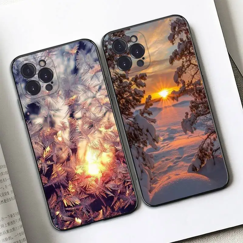 

Winter Light Snow Phone Case Silicone Soft For iphone 14 13 12 11 Pro Mini XS MAX 8 7 6 Plus X 2020 XR Shell