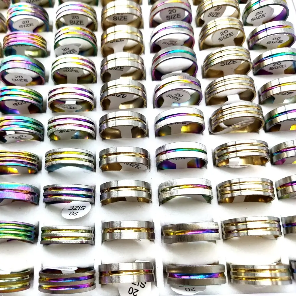 100 шт. мужские и женские кольца из нержавеющей стали | Кольца