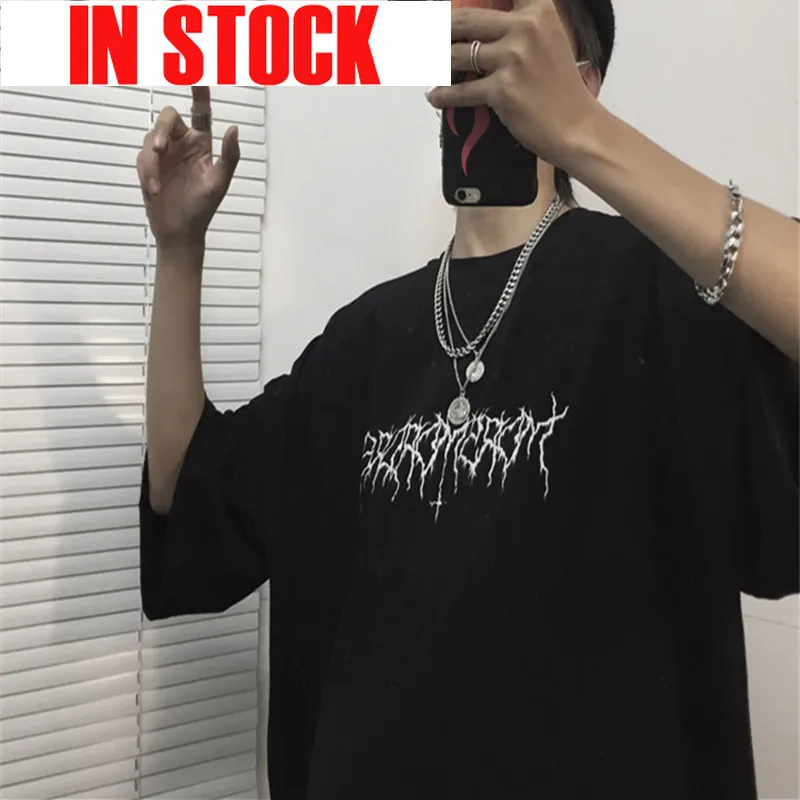 

Gothic Women T Shirt Oversized Print Korea Short Sleeve T-shirt Streetwear Harajuku Women clothing dropshipping Black tops