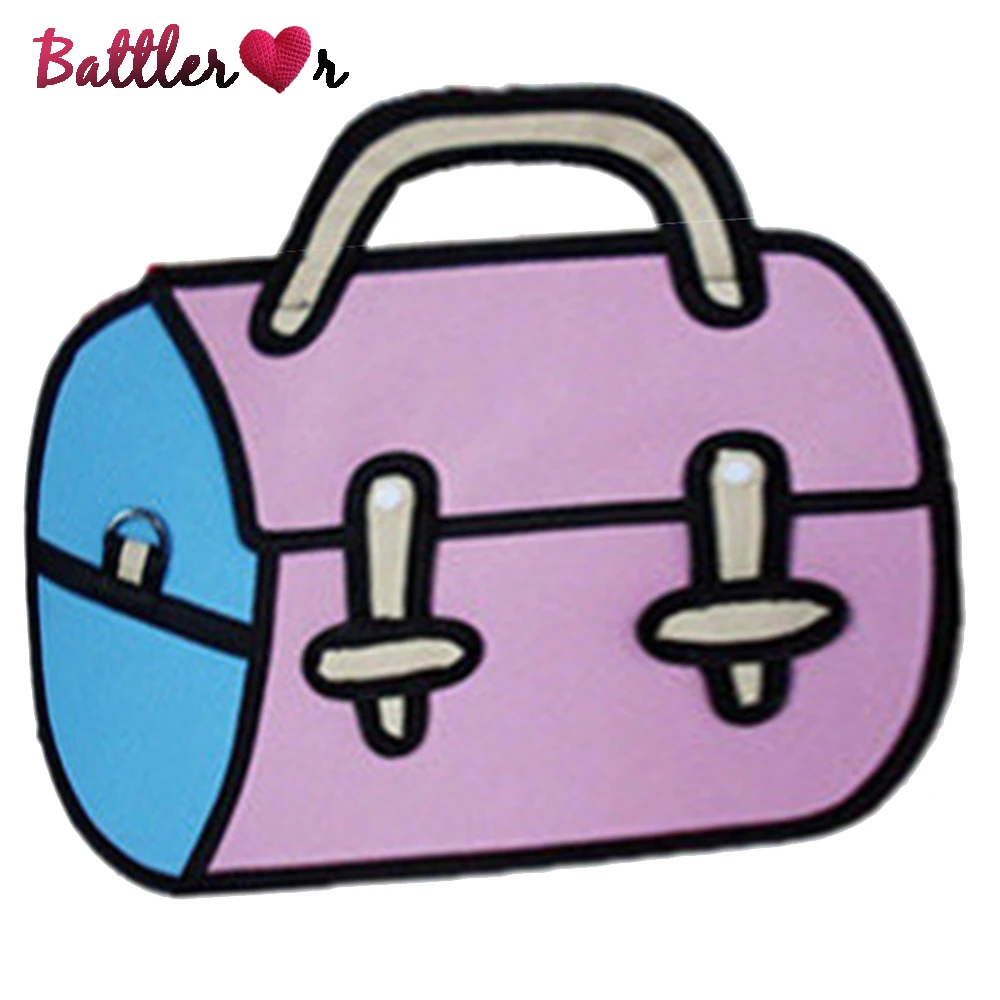 

High Capacity 3D Printing Canvas Handbag 2D Drawing Cartoon Shoulder Bookbag Cute Student School Bag Messenger Girl's Bagpack