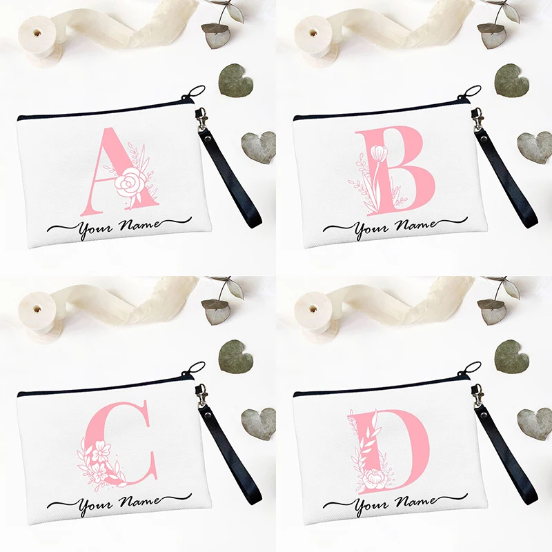 

Letter Personalized Custom Name Makeups Makeup Cosmetic Bag Bridesmaid Clutch Travel Beauty Bag Bachelor Party Lipstick Bag