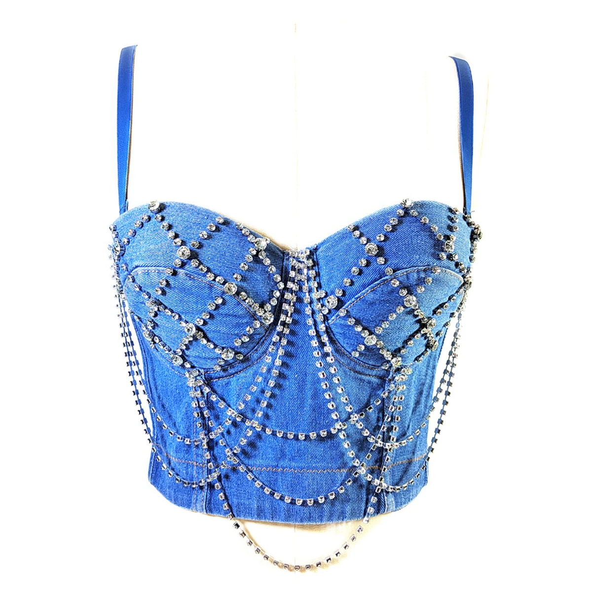 

Crop Top Fashion Night Out Rhinestones Corset Bra Coquette Clothing Rave Festival Bustier Female Summer Party Sleeveless Vests
