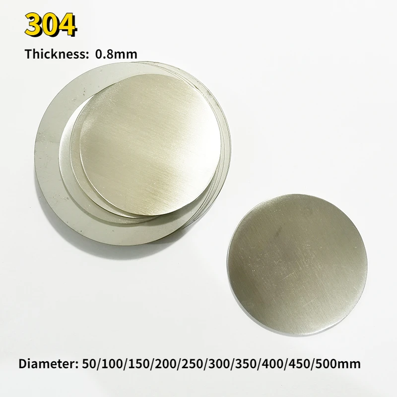 

1/2/4Pcs Thickness 0.8mm 304 Stainless Steel Round Plate Diameter 50mm-500mm Disc Round Disk Circular Sheet