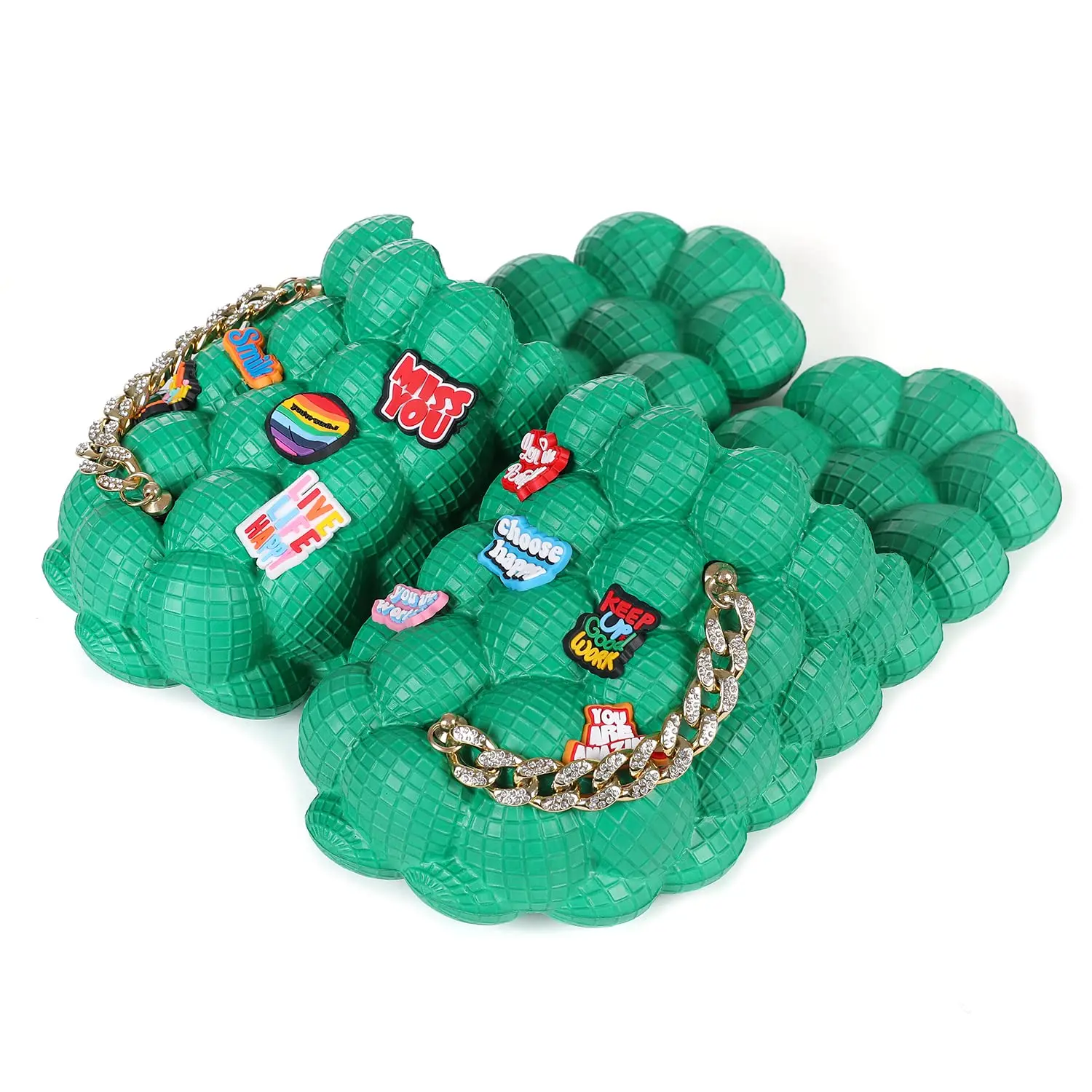 Bubble Slides for Women Men Fashion Chain Bubble House Slippers Summer EVA Ladies Flip Flops Beach Slides Shoes Gift for Friends