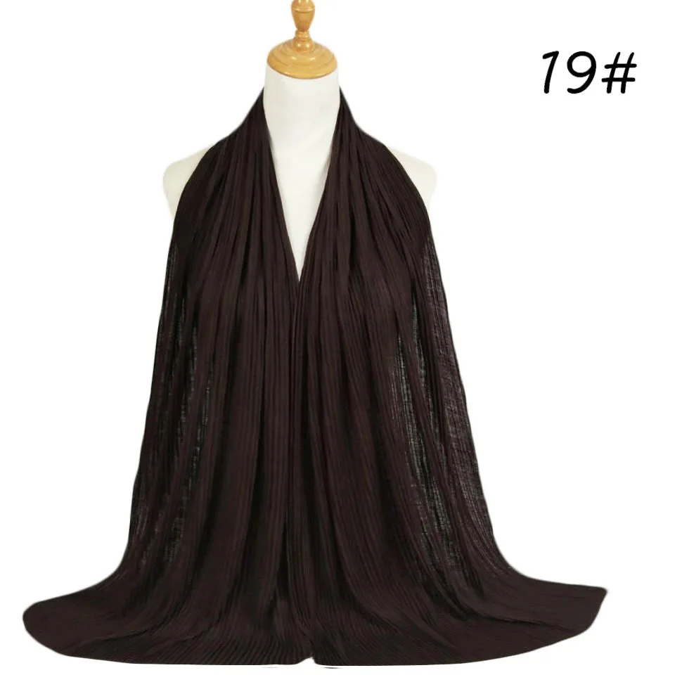 Women Pleated Scarf Hijab Jersey Turban  Good Stitching Shawls Long Hijabs Islam Muslim Scarves Elastic Plain Wrinkle Headscarf
