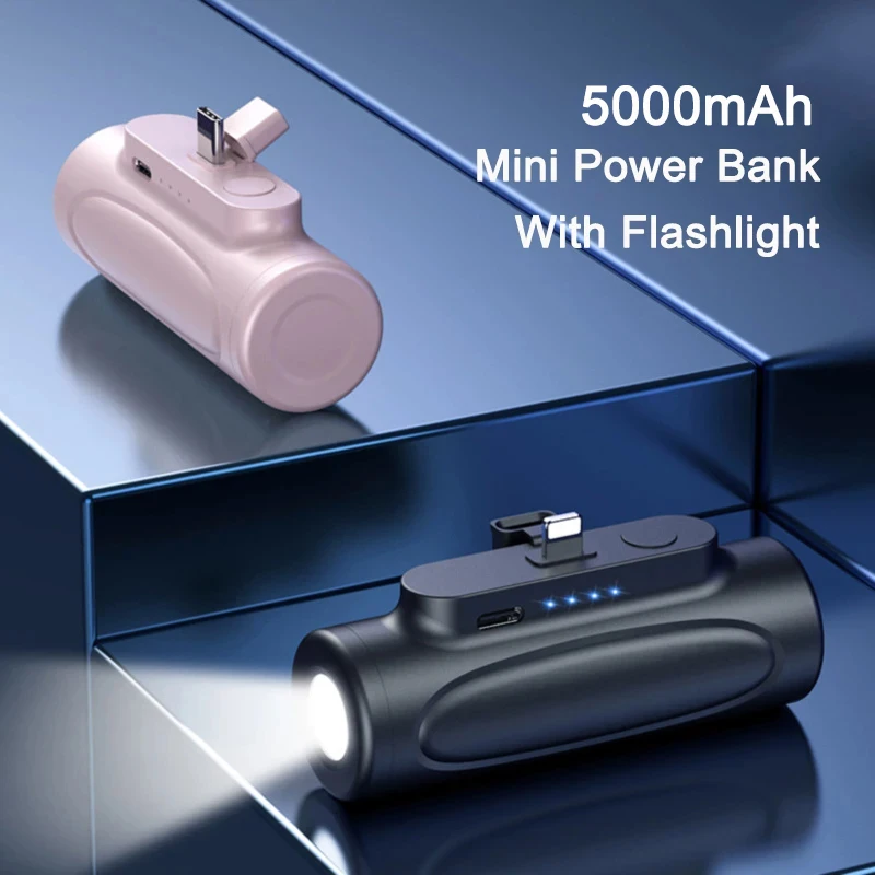 Мини Внешний аккумулятор 5000 мАч со светодиодной подсветкой портативное зарядное