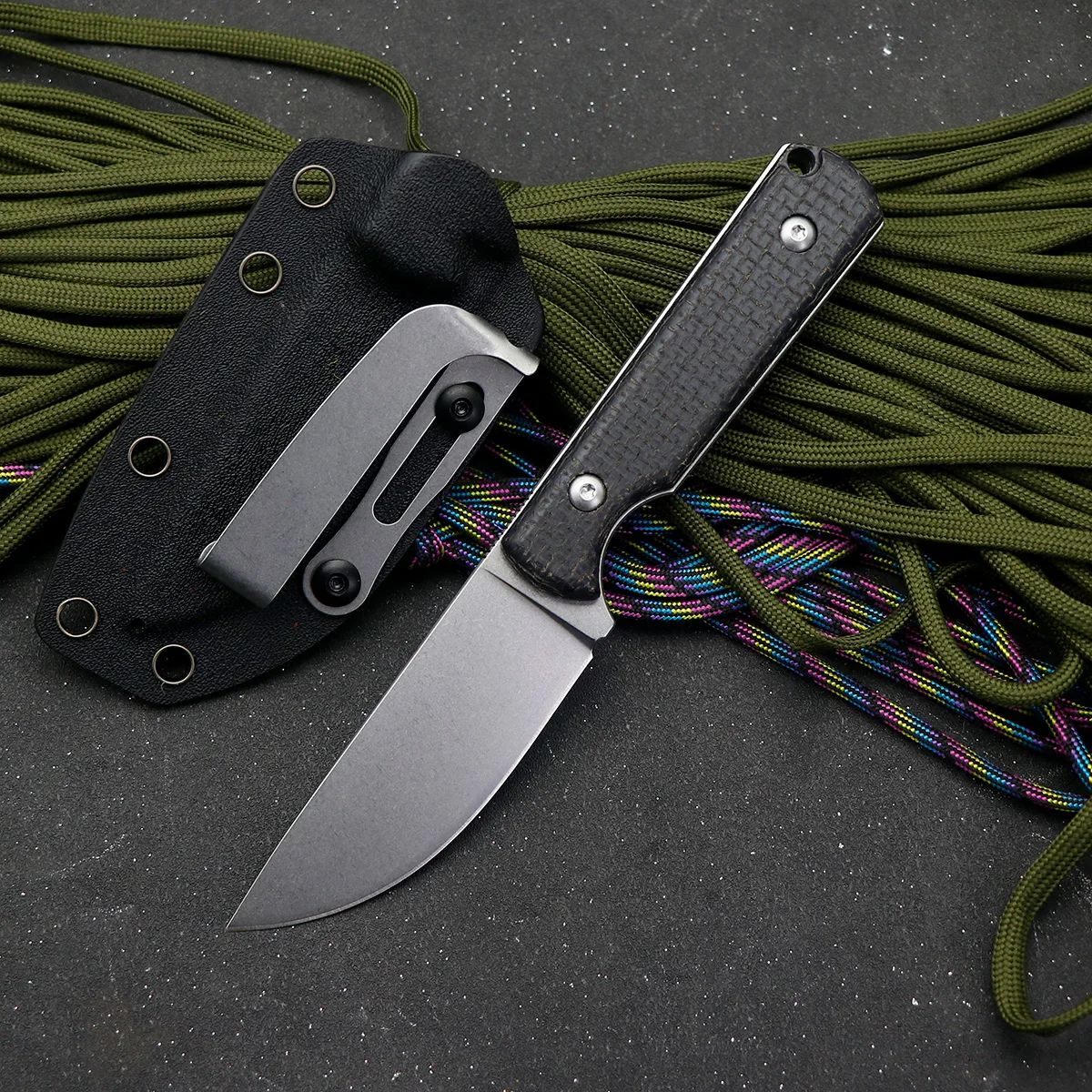 JUMCSONG 3 2-дюймовый компактный прямой нож D350 со встроенной стальной пластиной D2