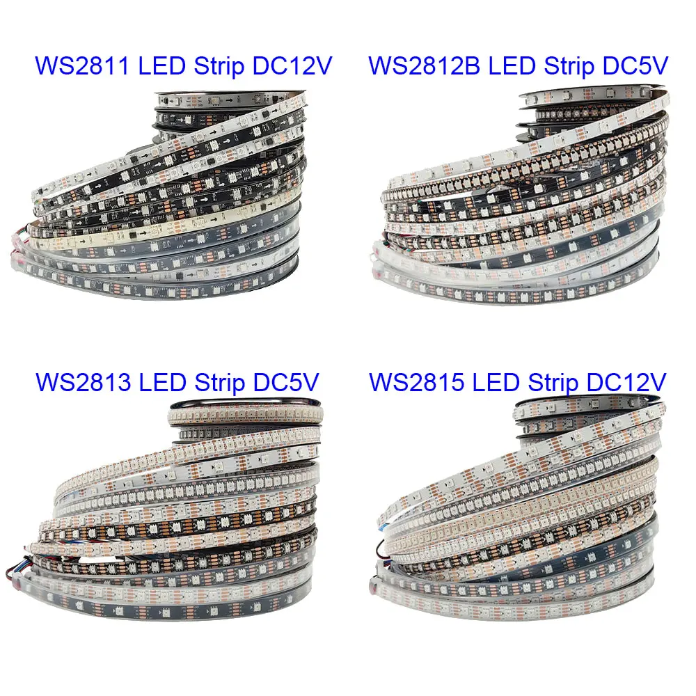 

WS2811 WS2815 WS2812B WS2812 WS2813 LED Strip 5050 RGB Smart Individually Addressable 30/60/144Pixels/Leds/M Tape Light DC5V/12V