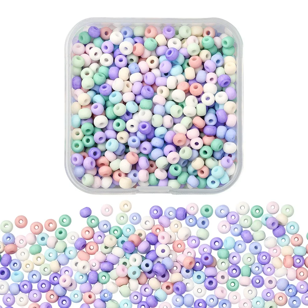 

550Pcs 4mm Matte Macaron Colored Glass Seed Beads Round Spacer Loose Beads for DIY Handmade Beads for Jewerly Making Accessories