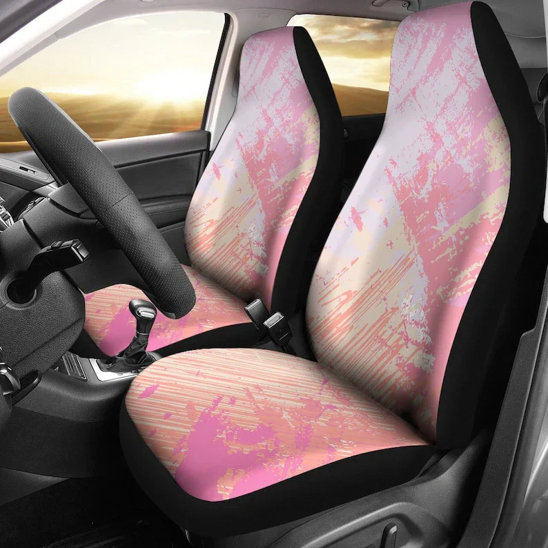 

Pink Peach Abstract Art Car Seat Covers Pair, 2 Front Seat Covers, Car Seat Protector, Car Accessories