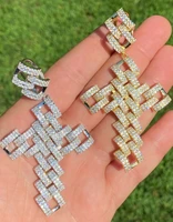 anglang fashion cross pendants goldsilver color cubic zirconia jesus cross pendant necklace jewelry for menwomen wholesale