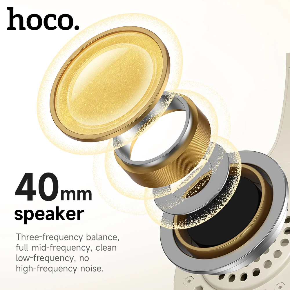 Фото HOCO W46 Беспроводные Bluetooth-наушники 40 мм Динамики Музыкальные наушники для спортивных игр Складной дизайн Портативная накладная гарнитура №4