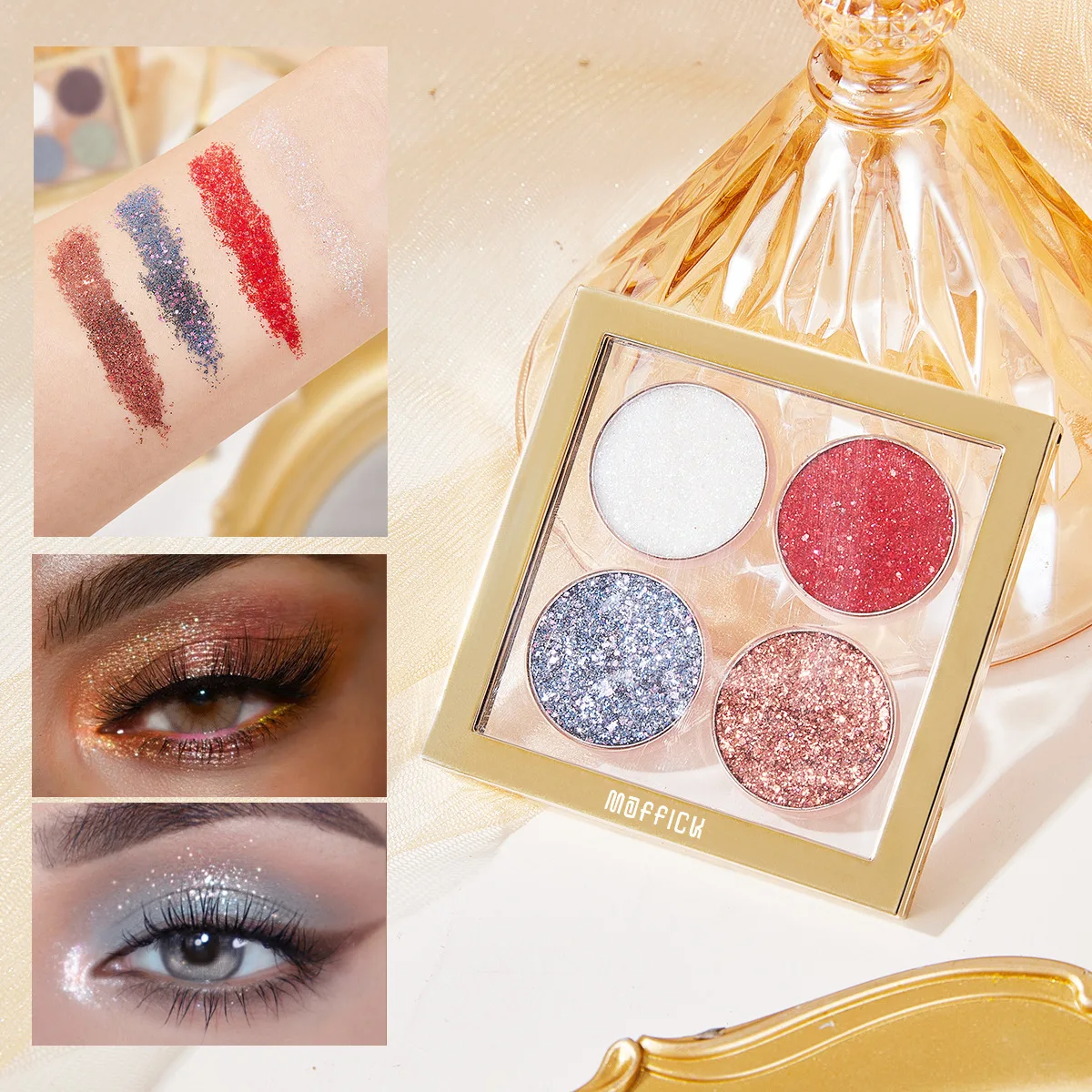 MAFFICK четырёхцветные перламутровые тени для век