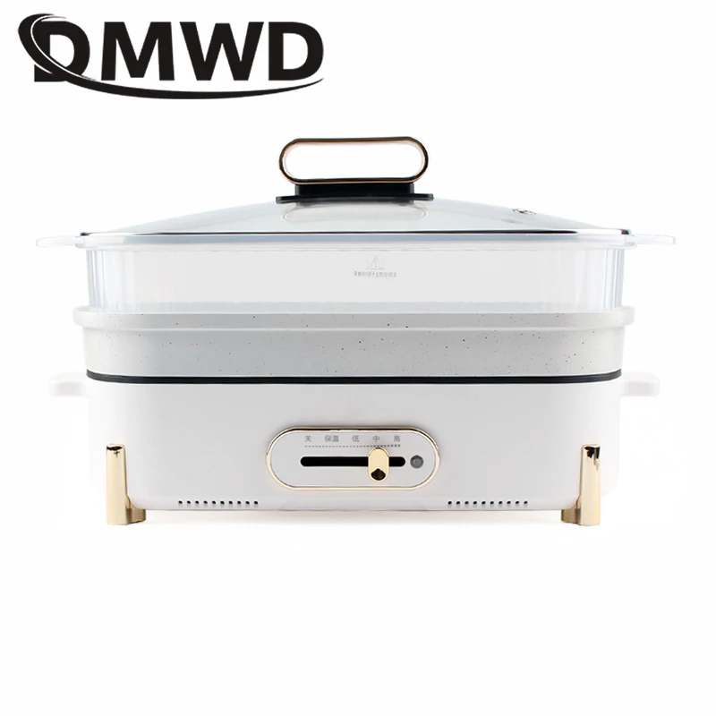 

5L Multifunction Electric Hotpot Stew Skillet Barbecue BBQ Roasting Grill Sha-bu Cooking Pot Frying Pan Stove Oven Food Steamer