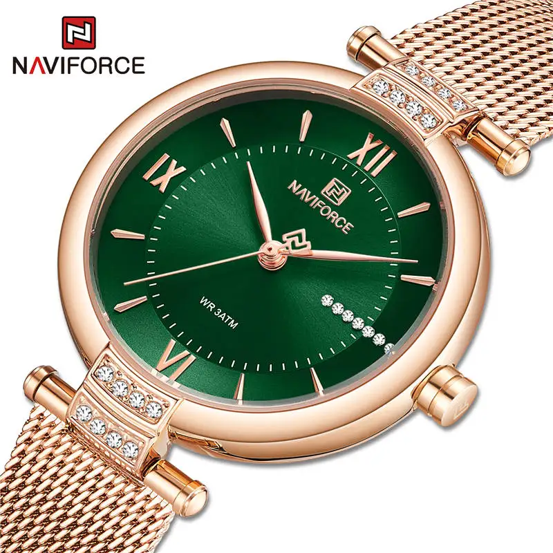 

Top Brand Luxury Lady Watch NAVIFORCE High Quality Stainless Steel Strap Waterproof with Diamonds Wrist Watches Relogio Feminino