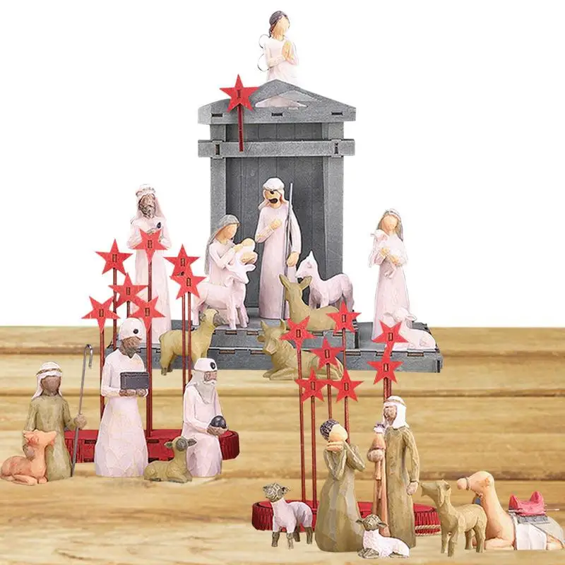 

Детский Набор рождественских фигурок, детская кроватка с Иисусом, праздничное украшение для дома, набор из 20 предметов
