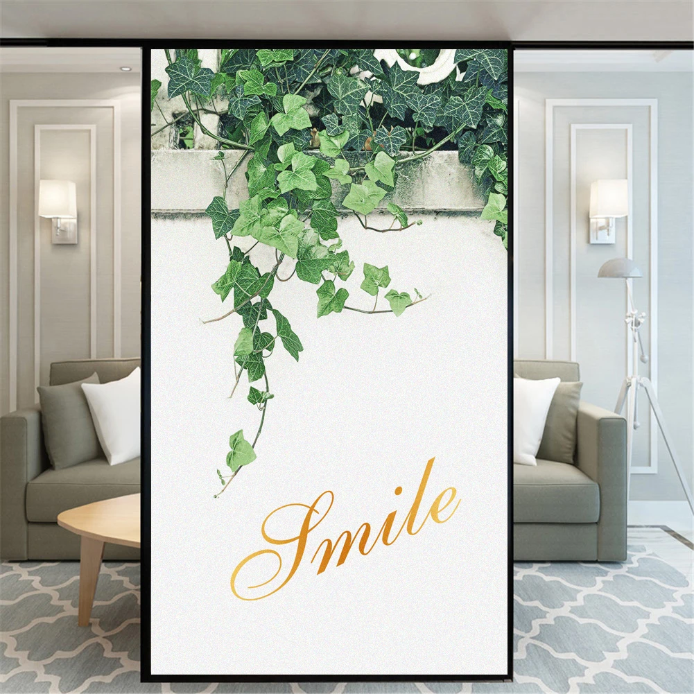 

Privacy Windows Film Decorative Plant Leaves Style Stained Glass Window Stickers No Glue Static Cling Frosted Windows Film