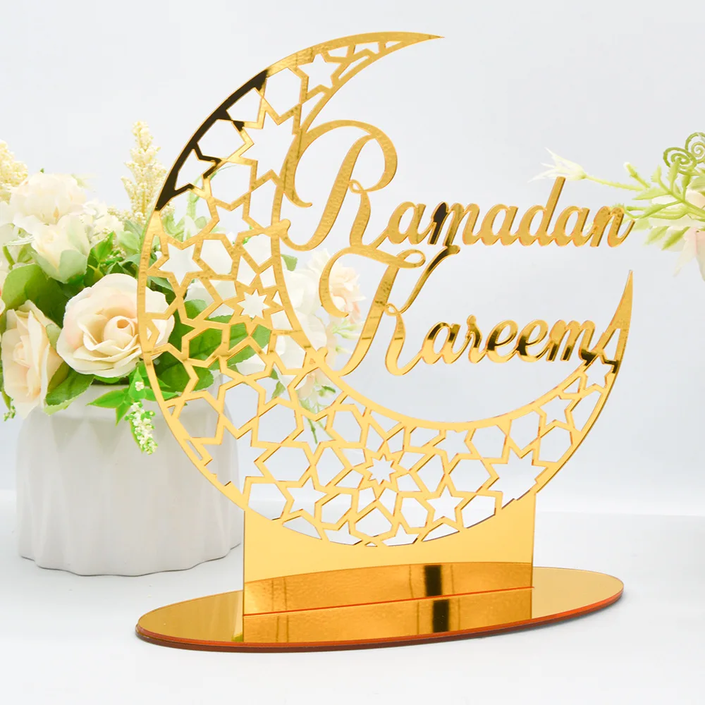 

EID Mubarak Acrylic Ornament Ramadan Decoration for Home Islamic Muslim Party Golden Moon Decor EID Gifts Abaya AL Adha Kareem
