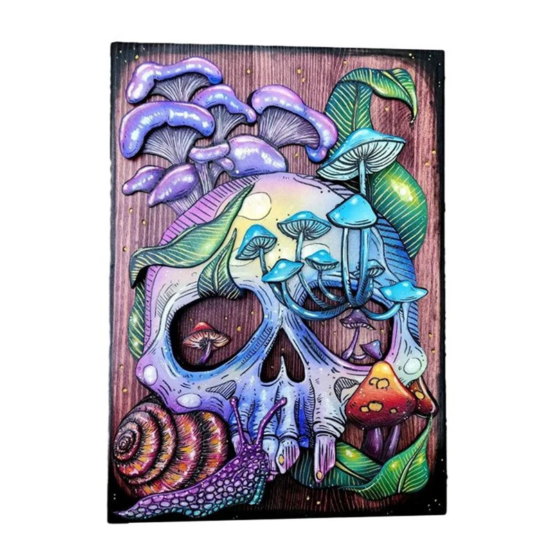 

Деревянный каркас для ключей ручной работы, прочный многоразовый Футляр для ключей с изображением черепа и природы, для Хэллоуина