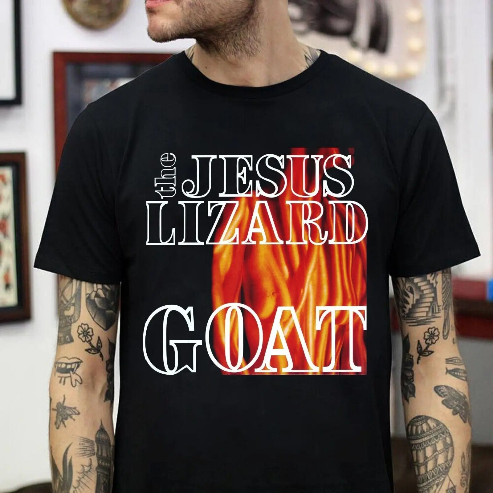 Новинка мужская хлопковая рубашка с рисунком Иисуса и ящерицы S M L XL 5XL модель 1D1848