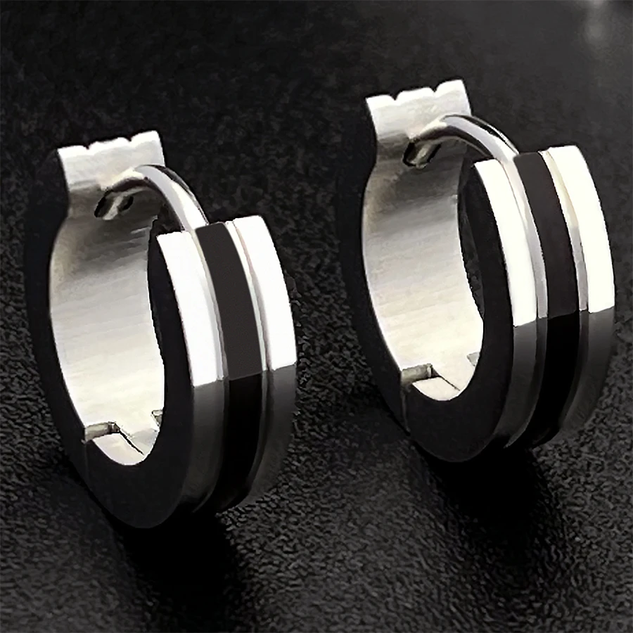 Серьги-гвоздики из нержавеющей стали чёрно-белые