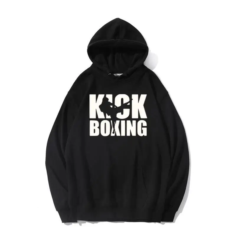 

High Quality Brand Men Hoodies Kick Boxing Casual Long Sleeve O-Neck Fashion Casual Printed 100% Cotton Loose Oversized Hoodie