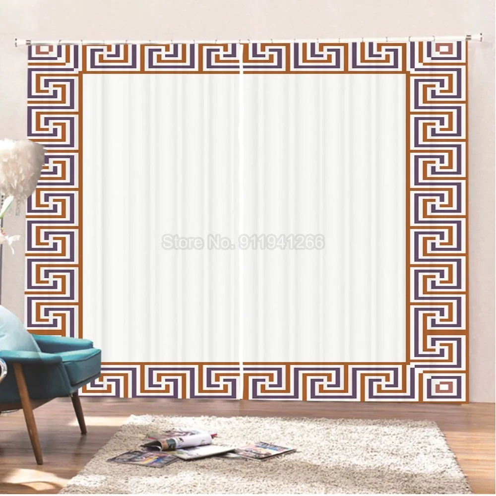 Геометрические Оконные Занавески для гостиной спальни 2 панели ретро-занавески