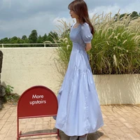 new bubble sleeve dress female student loose foreign style long a line skirt