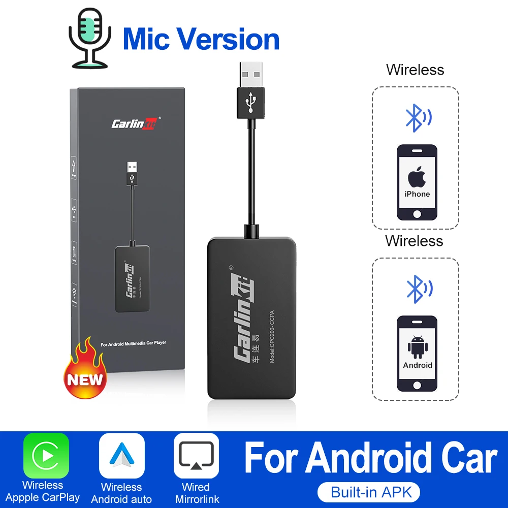

CarlinKit Wireless CarPlay Dongle Android Auto для Android Автомобильный радиоприемник AirPlay Музыка USB Smart Mirror Link Необходимая установка Autokit