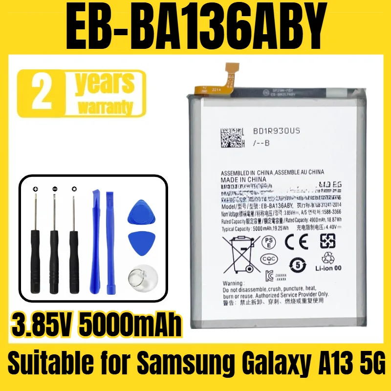 Фото Аккумулятор для мобильного телефона Samsung EB-BA136ABY, подходит для Samsung Galaxy A13 5G, большая емкость, бесплатная доставка, 3.85V 5000mAh №1