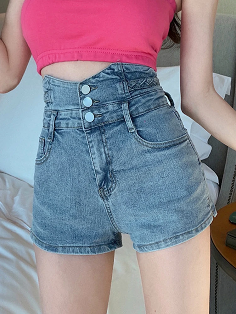 Women short denim retro high waist shorts women summer denim shorts women