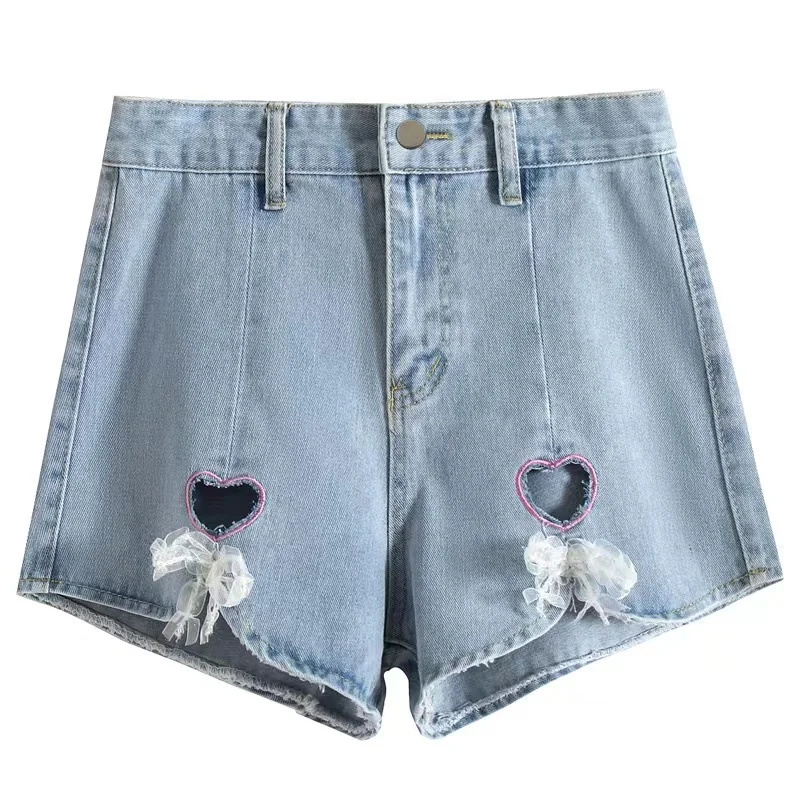 Korean High Waist Raw Edge Denim Shorts Women Summer Basic Button Pocket Jean Shorts For Women All-match Streetwear Denim Short